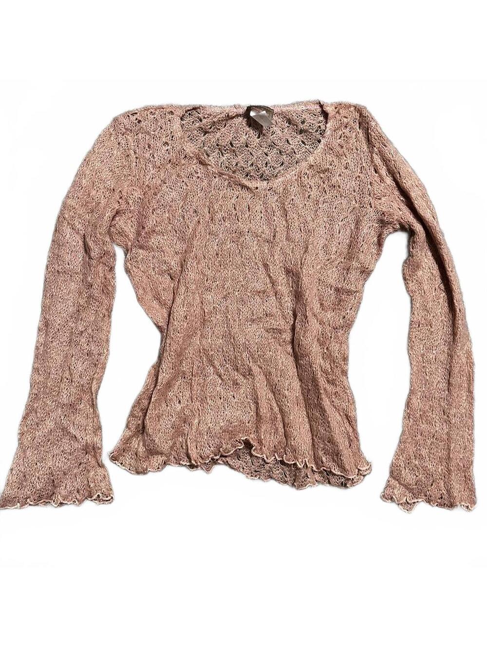 Y2K Janette Plus Semi Sheer Flare Long Sleeve Top Size XL